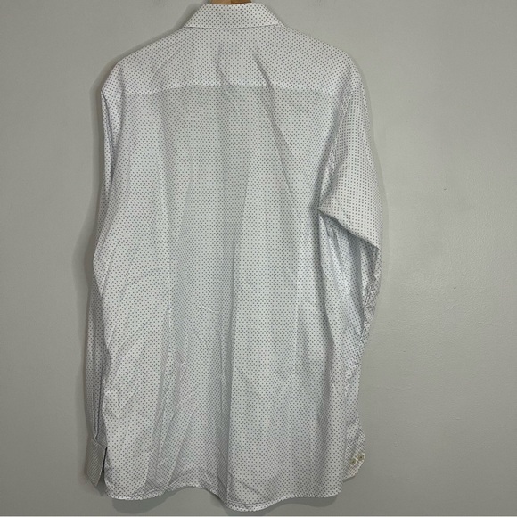 Eton White Blue Sparkle Cotton Contemporary Dress Shirt 44 - Picture 7 of 8